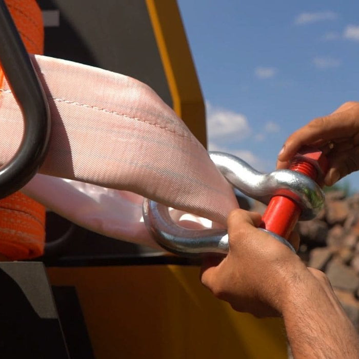 Towing Strap wit Steel Shackle on a truck