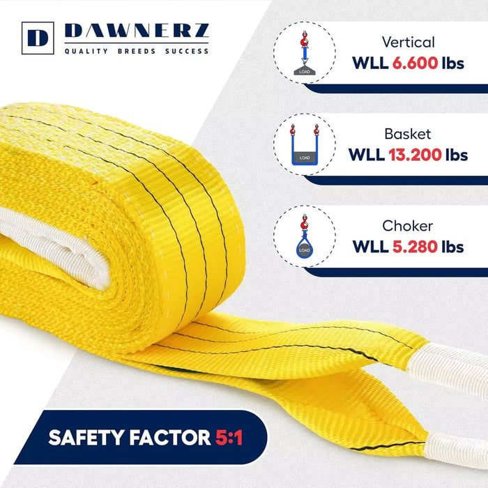 Lifting sling with Working Load Limits (WLL) for different hitch types